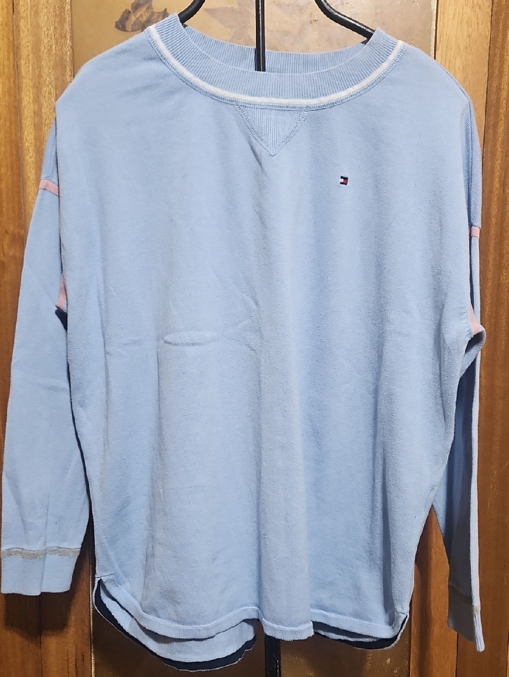 Tommy Hilfiger Pastel Blue Pullover with Pink & Navy Accents